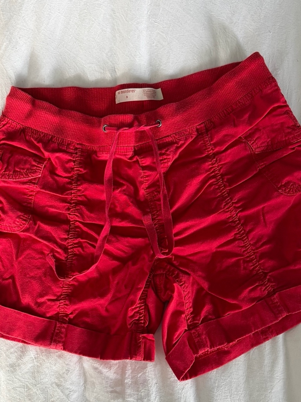 No Boundaries Red Drawstring Athletic Shorts